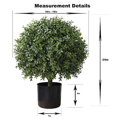 Silky Flower Store Artificial Boxwood Topiary Trees, 2 Pack Outdoor Potted Faux Boxwood Bushes, UV Protected, 24in x 19in 11 11 Product: 2'T 19''D Topiaries Trees Artificial Outdoors 2 Pack Fake Boxwood Bushes Outside Potted Tree