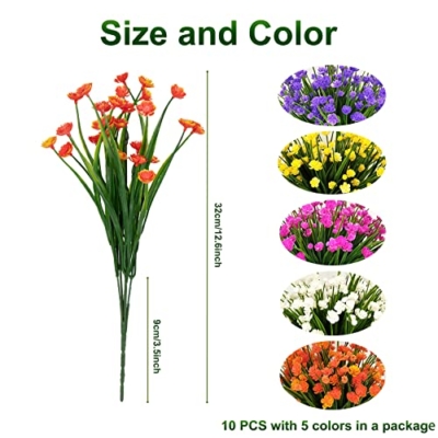 Silky Flower Store Artificial Outdoor Fake Flowers, UV Resistant Faux Gypsophila Shrubs, Indoor Outdoor Decor, 10 Bundles 32.5cm 10 10 Product: 10 Bundles Artificial Outdoor Fake Flowers UV Resistant Shrubs Plants, Faux Plastic Greenery Gypsophila for Indoor Outdoor Hanging Plants Garden Porch Window Box Home Wedding Farmhouse Decor