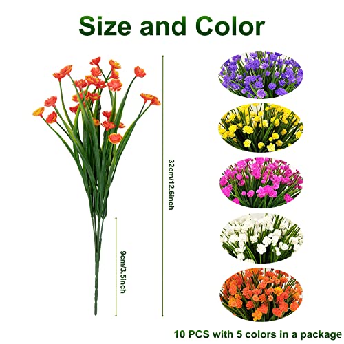 Silky Flower Store Artificial Outdoor Fake Flowers, UV Resistant Faux Gypsophila Shrubs, Indoor Outdoor Decor, 10 Bundles 32.5cm 1 1 Product: 10 Bundles Artificial Outdoor Fake Flowers UV Resistant Shrubs Plants, Faux Plastic Greenery Gypsophila for Indoor Outdoor Hanging Plants Garden Porch Window Box Home Wedding Farmhouse Decor