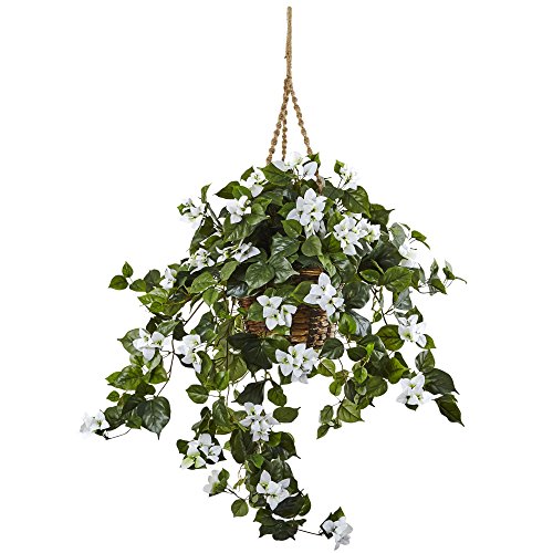 Nearly Natural Bougainvillea Hanging Basket - Artificial Flower Arrangements Product: Nearly Natural Bougainvillea Hanging Basket