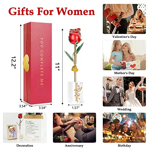 Product: 24k Gold Dipped Real Rose, for Mom, Forever 24k Rose with Crystal Stand, Best Handmade Gifts for Women Wife Mom on Valentines Birthday Anniversary Mother's Day -Red