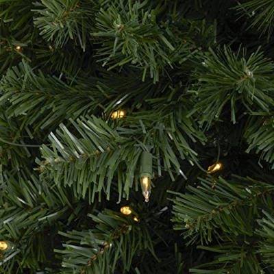 Product: Home Heritage Half Pine 7 Foot Pre-Lit Artificial Christmas Tree Holiday Decor with 150 Warm White LED Lights and Stand, Green