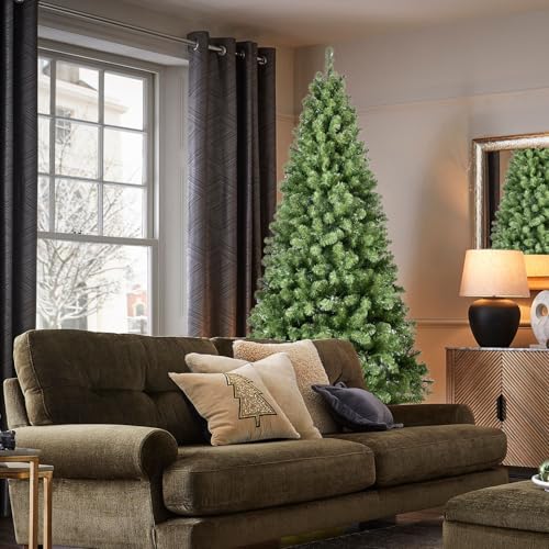 Silky Flower Store 8FT Prelit Christmas Tree, 500 Warm White Lights, 1460 Branch Tips, Hinged Memory Wire, Metal Base, 8FT 7 7 Product: 8FT Prelit Christmas Tree - Premium Artificial Xmas Tree with 500 Lights & 1460 Branch Tips for Holiday Home Decoration