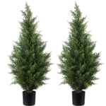 Product: Artificial Topiary Cedar Trees 3FT Artificial Cedar Pine Tree Potted Plant Fake Plants Tall Artificial Plants Shrubs for Indoors Outdoors Garden Home Decor (2 Pack)