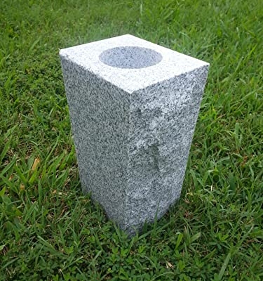 Product: Upstate Stone Works Granite Vase Tapered (5"x4"x9") Gray Cemetery Grave
