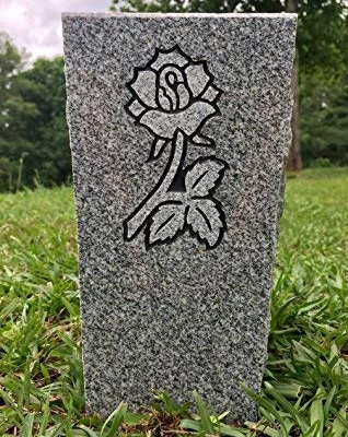 Product: Granite Memorial Vase w/Design Tapered (5"x4"x9") Gray