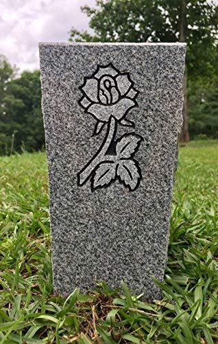 Product: Granite Memorial Vase w/Design Tapered (5"x4"x9") Gray