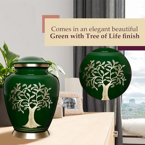 Product: Trupoint Memorials Cremation Urns for Human Ashes, Tree of Life Decorative Burial Urn for Adult Men and Women, Large Dark Green