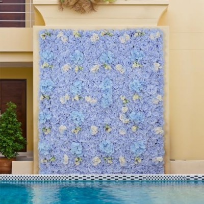 Product: Artificial Flower Wall Panels 6pcs 3D Silk Floral Background 15 * 15inch Faux Flower Wall Mat for Home Decor Birthday Party Wedding Photo Backdrops-Blue