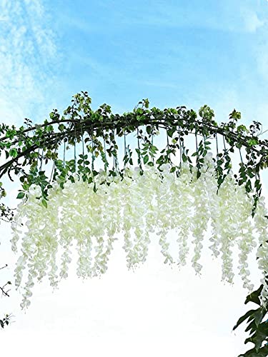 Silky Flower Store White Artificial Wisteria Garland, Silk Hanging Flower Vine, 24 Pack, 3.6ft 4 4 Product: UNIQU 24 Pack 3.6 Feet/Piece White Artificial Flowers Fake Wisteria Garland Hanging Wisteria Silk Flowers for Home Garden Weddings Party Decor