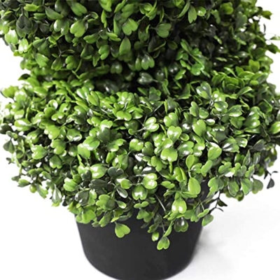 Product: MOMO Plant 35 Inch Artificial Boxwood Topiary Tree Spiral Plants Fake Faux Plant Decor in Plastic Pot Green Indoor or Outdoor, Set of 2