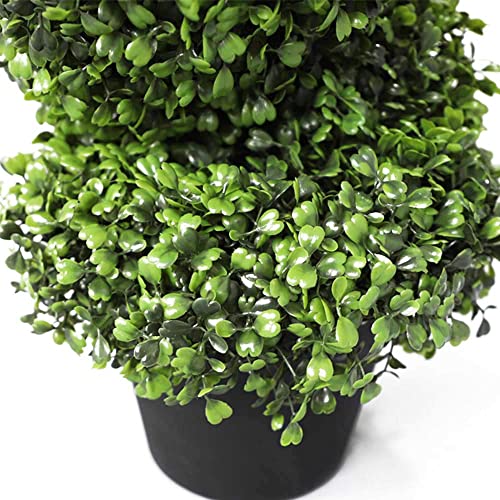 Product: MOMO Plant 35 Inch Artificial Boxwood Topiary Tree Spiral Plants Fake Faux Plant Decor in Plastic Pot Green Indoor or Outdoor, Set of 2