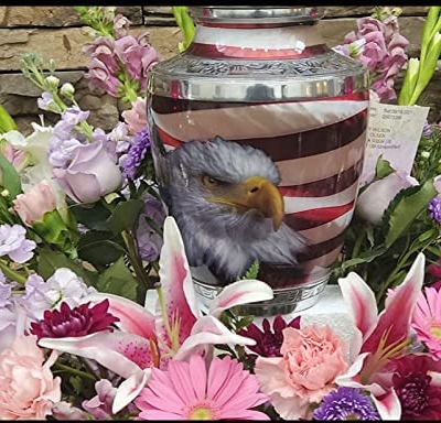 Silky Flower Store American Flag Patriotic Cremation Urn for Human Ashes, Veteran Memorial Urn, Adult Male, Police Dog K9, Army Firefighter, 20.5cm 16 16 Product: Bold & Divine American Flag Patriotic and Veteran Cremation Urns for Human Ashes Adult Male | Funeral Decorative Urn for Men, Police Dog K9, Army Firefighter