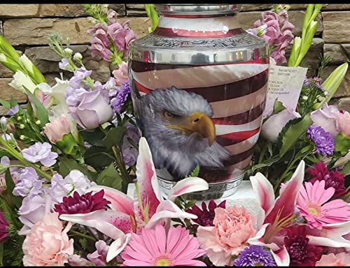 Silky Flower Store American Flag Patriotic Cremation Urn for Human Ashes, Veteran Memorial Urn, Adult Male, Police Dog K9, Army Firefighter, 20.5cm 7 7 Product: Bold & Divine American Flag Patriotic and Veteran Cremation Urns for Human Ashes Adult Male | Funeral Decorative Urn for Men, Police Dog K9, Army Firefighter