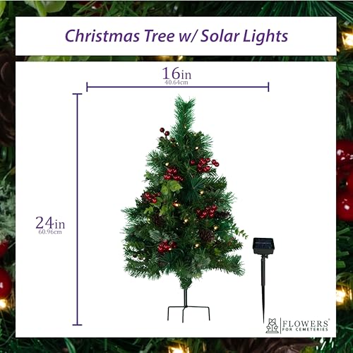 Product: Sympathy Silks Artificial Cemetery Decoration - Gravesite Tree - Christmas Tree with Solar Lights (1) Tree
