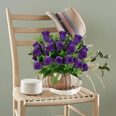 Product: SIFOEL Artificial Rose Flowers Bouquet Realistic Silk Rose Fake Flowers for Wedding Home Centerpiece Party Cemetery Grave Decoration (4, Purple)