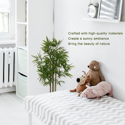 Product: SOFTFLAME 3ft Bamboo Artificial Tree, Faux Bamboo Plant, Artificial Plant with 3 Trunks, Ideal for Home Office Indoor Decoration