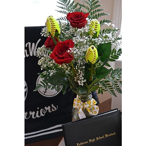 Product: Softball Rose (Pack of 3) - Handmade with Authentic Premium Softball Covers - Original Design by Sports Roses
