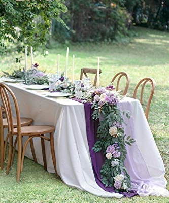 Silky Flower Store Eucalyptus Rose Flower Garland, Lilac Lavender Sweetheart Table Decor, Artificial Silk Garland 6FT 14 14 Product: Ling's Moment Flower Garland - 6FT Eucalyptus & Rose - Sweetheart Table Decor for Wedding Reception, Artificial Floral Garland for Mantle, Thanksgiving, Christmas Decoration, Lilac & Lavender