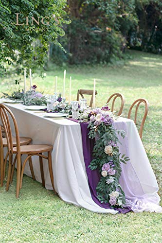 Silky Flower Store Eucalyptus Rose Flower Garland, Lilac Lavender Sweetheart Table Decor, Artificial Silk Garland 6FT 6 6 Product: Ling's Moment Flower Garland - 6FT Eucalyptus & Rose - Sweetheart Table Decor for Wedding Reception, Artificial Floral Garland for Mantle, Thanksgiving, Christmas Decoration, Lilac & Lavender