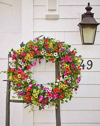Silky Flower Store Artificial Floral Outdoor Wreath, Balsam Hill Meadow Lavender Chrysanthemums Wildflowers, 28in 4 4 Product: Balsam Hill 28in Meadow Outdoor Floral Artificial Wreath