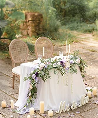 Silky Flower Store 9FT Faux Eucalyptus Willow Garland, Lilac Gold Wedding Arch Mantel Sweetheart Table Decor, 9FT 14 14 Product: Ling's Moment 9FT Flower Garland for Backdrop Decorations - Wedding Arch Flowers, Eucalyptus & Rose, Artificial Floral Garland for Mantel - Sweetheart Table Decor for Ceremony Reception, Lilac & Gold