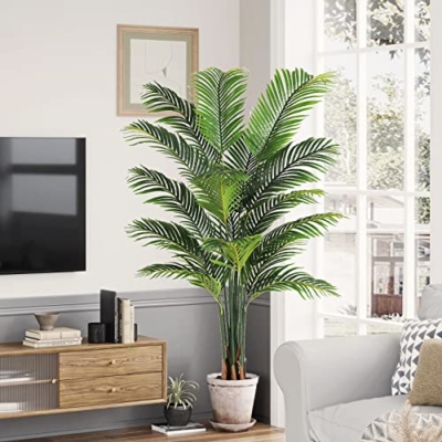 Silky Flower Store Artificial Palm Tree, 6ft Faux Indoor Plant Decor, 16 Detachable Trunks, Realistic Tropical Greenery, 6ft 12 12 Product: VIAGDO Artificial Fake Palm Tree 6ft Tall with 16 Detachable Trunks Faux Tropical Palm Silk Plant Feaux Dypsis Lutescens Plants in Pot for Home Office Living Room Floor Decor Indoor