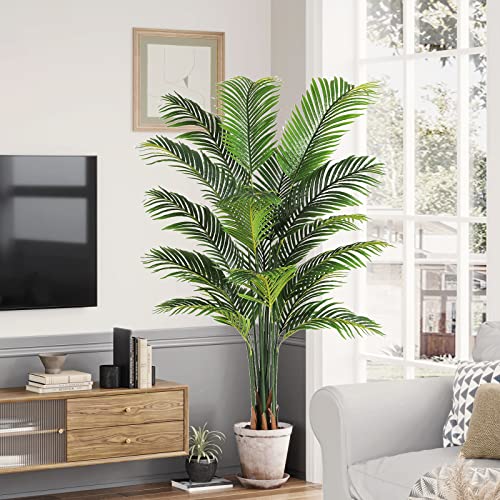 Silky Flower Store Artificial Palm Tree, 6ft Faux Indoor Plant Decor, 16 Detachable Trunks, Realistic Tropical Greenery, 6ft 3 3 Product: VIAGDO Artificial Fake Palm Tree 6ft Tall with 16 Detachable Trunks Faux Tropical Palm Silk Plant Feaux Dypsis Lutescens Plants in Pot for Home Office Living Room Floor Decor Indoor