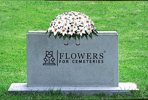 Product: Sympathy Silks Artificial Cemetery Flowers - Grave Decoration - Memorial Flowers - 30" White Poinsettia Saddle for Headstone