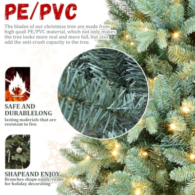 Product: 7.5FT Prelit Blue Artificial Christmas Tree - Premium Spruce with 2148 Branch Tips for a Festive Holiday Decor