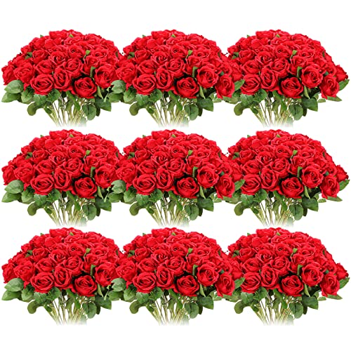 Jexine 100 Pieces Artificial Roses Flowers Bulk, Long Stem Realistic Fake Silk Roses Bouquet for Table Centerpiece Vases Wedding Party Home Kitchen Decor (Red) - Artificial Flower Arrangements Product: Jexine 100 Pieces Artificial Roses Flowers Bulk, Long Stem Realistic Fake Silk Roses Bouquet for Table Centerpiece Vases Wedding Party Home Kitchen Decor (Red)