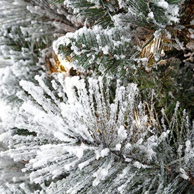 Silky Flower Store Pre-Lit Flocked Portland Pine Pencil Artificial Christmas Tree, 300 UL-Listed Clear Lights, 6.5 Foot 8 8 Product: Puleo International 6.5 Foot Pre-Lit Flocked Portland Pine Pencil Artificial Christmas Tree with 300 UL-Listed Clear Lights