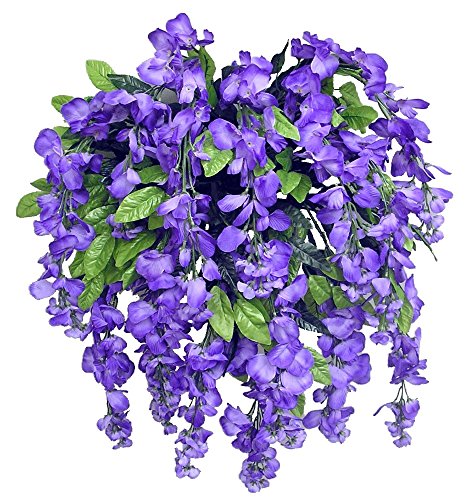 Silky Flower Store Artificial Lavender Wisteria Hanging Plants, 2pcs 15 Stem Purple Faux Florals, Wedding Garden Decor, UV Resistant 32.5cm 2 2 Product: Admired By Nature 2pcs 15 Stem Lavender Wisteria Hanging Plants - Perfect for Outdoor Decor, Weddings, Gardens, and Graves