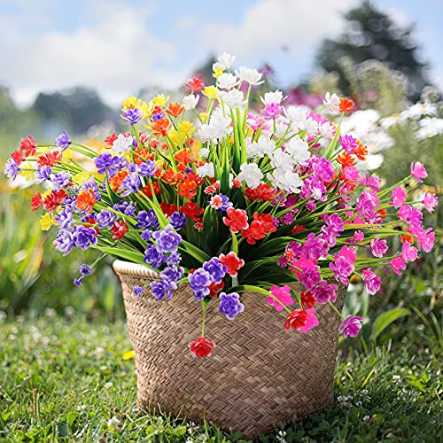 Silky Flower Store Artificial Outdoor Fake Flowers, UV Resistant Faux Gypsophila Shrubs, Indoor Outdoor Decor, 10 Bundles 32.5cm 4 4 Product: 10 Bundles Artificial Outdoor Fake Flowers UV Resistant Shrubs Plants, Faux Plastic Greenery Gypsophila for Indoor Outdoor Hanging Plants Garden Porch Window Box Home Wedding Farmhouse Decor