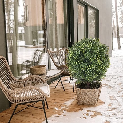 Product: 21 Inch Artificial Topiary Boxwood Ball Trees – Decorative Fake Greenery in Planter Pots for Front Porch, Indoor Walkway, Entryway Decorating, Set of 2