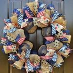 Product: Patriotic Mesh Wreath for July 4th, Memorial Day, Father's Day, and Labor Day in 24 inch Diameter