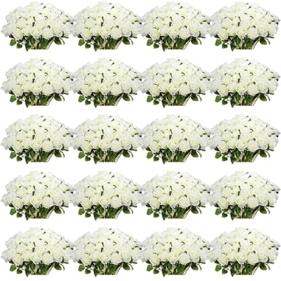 Product: Tigeen 150 Pcs Artificial Rose Flowers Bulk, Fake Silk Roses Realistic Long Stem Flower Bouquets for Wedding Centerpieces Flower Arrangement Valentine's Day Home Party Decor(White)