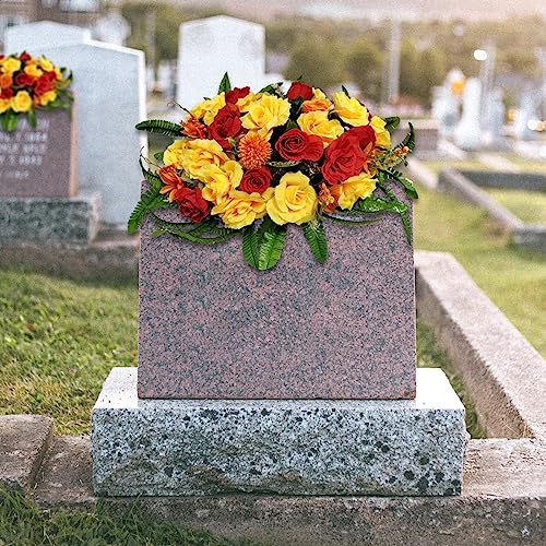 Silky Flower Store Red Artificial Cemetery Flowers, GRPFS Headstone Flower Saddle, Realistic Crimson Memorial Floral Arrangement, 20.5cm 4 4 Product: Realistic Red Artificial Cemetery Flowers - GRPFS Headstone Flower Saddle for Graves