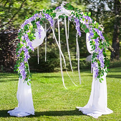 Silky Flower Store Purple Artificial Wisteria Vines, Faux Hanging Flowers, Wedding Decor, 14FT 8 8 Product: MOTONG Artificial Flowers Decoration, 2 Pcs (14FT) Fake Flowers Wisteria Vines, Artificial Vine Garland Plants Arts For Ceremony Home Garden Wedding Party Decoration (Purple)