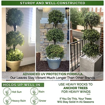 Product: Topiary Trees Artificial Outdoor 2 Pack - 4.6' Nearly Natural Artificial Plants Designer Topiary Ball Trees -Faux Topiary Artificial Plant Boxwood -UV Protected Artificial Topiary Ball Indoor/Outdoor