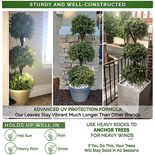 Product: Topiary Trees Artificial Outdoor 2 Pack - 4.6' Nearly Natural Artificial Plants Designer Topiary Ball Trees -Faux Topiary Artificial Plant Boxwood -UV Protected Artificial Topiary Ball Indoor/Outdoor
