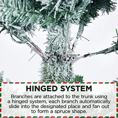 Silky Flower Store Yaheetech Snow Flocked Fir Pencil Christmas Tree, Slim Corner Artificial Xmas Tree, Metal Stand, White, 6Ft 17 17 Product: Yaheetech 6Ft Snow Flocked Fir Pencil Christmas Tree Slim Corner Hinged Artificial Xmas Tree with 814 Branch Tips and Metal Stand, Holiday Decoration for Home, Office, Party, White