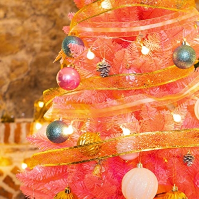 Silky Flower Store Artificial Christmas Tree, Classic Pink Xmas Pine Tree, Solid Metal Stand, Unlit, 5 FT, 6 FT, 7 FT 13 13 Product: Artificial Christmas Tree Classic Xmas Pine Tree with Solid Metal Stand 5/6/7 FT Unlit Pink
