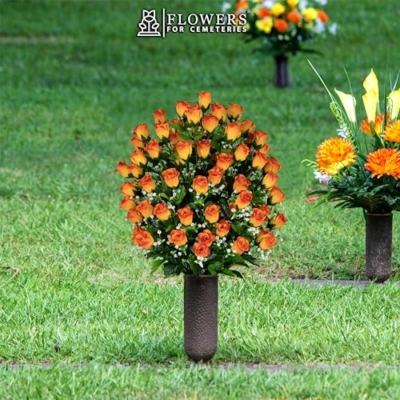 Silky Flower Store Artificial Cemetery Flowers, Sympathy Silks Gravesite Flowers, Sunrise Sweetheart Roses, UV Resistant, 20cm 10 10 Product: Sympathy Silks Artificial Cemetery Flowers - Gravesite Flowers - Sunrise Sweetheart Roses
