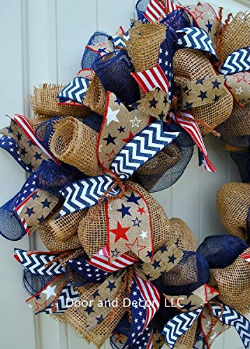Silky Flower Store Patriotic Mesh Wreath, July 4th Memorial Day Father’s Day Labor Day Door Decor, Handmade USA, 24 Inch Diameter 5 5 Product: Patriotic Mesh Wreath for July 4th, Memorial Day, Father's Day, and Labor Day in 24 inch Diameter