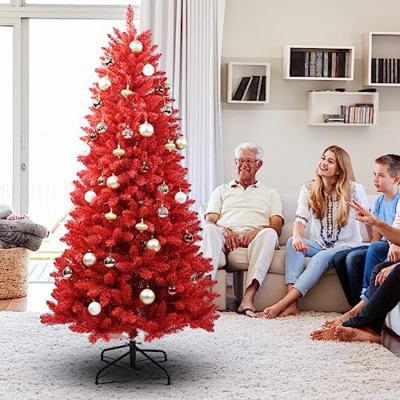 Silky Flower Store 7FT Artificial Full Christmas Tree, Unlit Faux Red Christmas Tree, 1066 Branch Tips, 40in Diameter, 7FT 13 13 Product: Maylaviu 7FT Artificial Full Christmas Tree, Unlit - Faux Red Christmas Tree for Front Door, Porch, Entryway Xmas Home Decorations - Fake Xmas Tree with 1066 Branch Tips