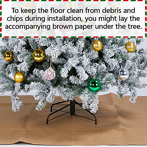 Silky Flower Store Premium Snow Flocked Artificial Christmas Spruce Tree, 1284 Branch Hinged PVC Foliage, Metal Stand, 7.5ft 7 7 Product: Yaheetech 7.5ft Premium Snow Flocked Hinged Artificial Christmas Fake Spruce Full Tree for Home Office Party Decoration with 1284 Branch White Snow Tips and Metal Stand