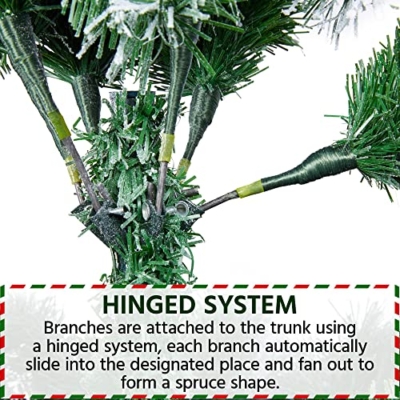 Silky Flower Store Premium Snow Flocked Artificial Christmas Spruce Tree, 1284 Branch Hinged PVC Foliage, Metal Stand, 7.5ft 14 14 Product: Yaheetech 7.5ft Premium Snow Flocked Hinged Artificial Christmas Fake Spruce Full Tree for Home Office Party Decoration with 1284 Branch White Snow Tips and Metal Stand