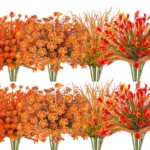 Product: Ruidazon 64 Pcs Outdoor Fall Flowers UV Resistant Faux Fall Plants with Fall Daisy Eucalyptus Lavender Artificial Autumn Flowers Greenery for Outside Home Porch Patio Thanksgiving Decoration
