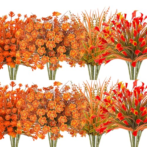 Ruidazon 64 Pcs Outdoor Fall Flowers UV Resistant Faux Fall Plants with Fall Daisy Eucalyptus Lavender Artificial Autumn Flowers Greenery for Outside Home Porch Patio Thanksgiving Decoration - Artificial Flower Arrangements Product: Ruidazon 64 Pcs Outdoor Fall Flowers UV Resistant Faux Fall Plants with Fall Daisy Eucalyptus Lavender Artificial Autumn Flowers Greenery for Outside Home Porch Patio Thanksgiving Decoration